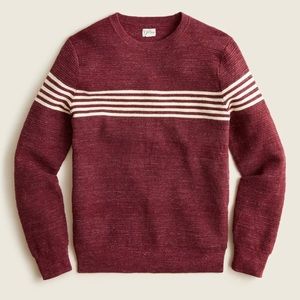 J. Crew Striped Cotton Crewneck Sweater Maroon Medium M